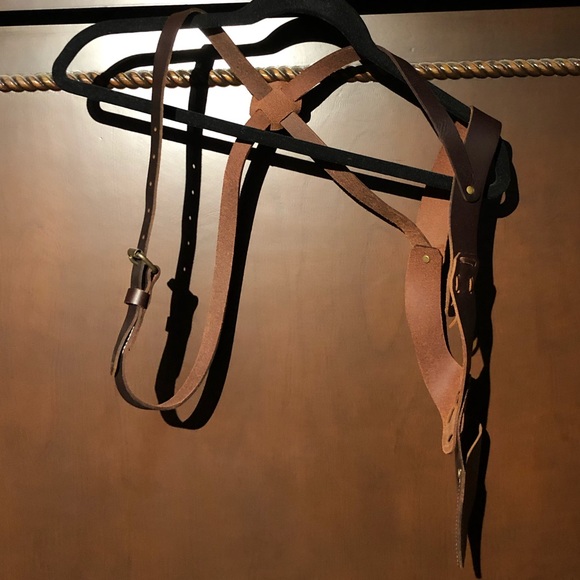 New Brown Leather Phone Shoulder Harness Unisex